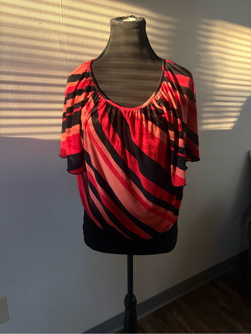 Women’s Red & Black Striped Blouse